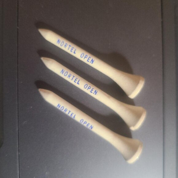 Nortel Open Vintage 1990's Golf Tees Set (3) - Northern Telecom Golfing Golfer - Picture 4 of 4